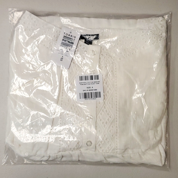 ❤️NWT VINTAGE TORRID BABYDOLL TANK - 100% COTTON - SWEETHEART NECK BUTTON CAMI - Picture 8 of 14